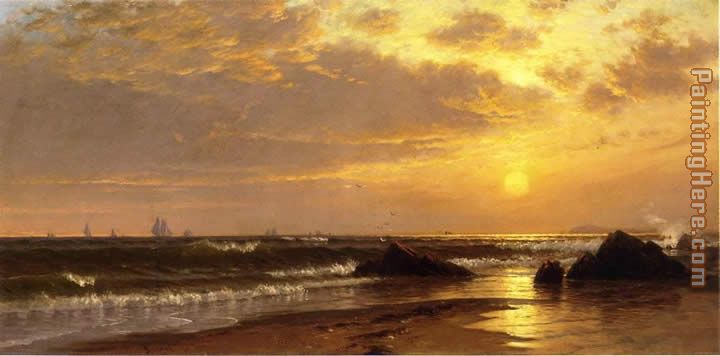 Seascape with Sunset painting - Alfred Thompson Bricher Seascape with Sunset art painting
